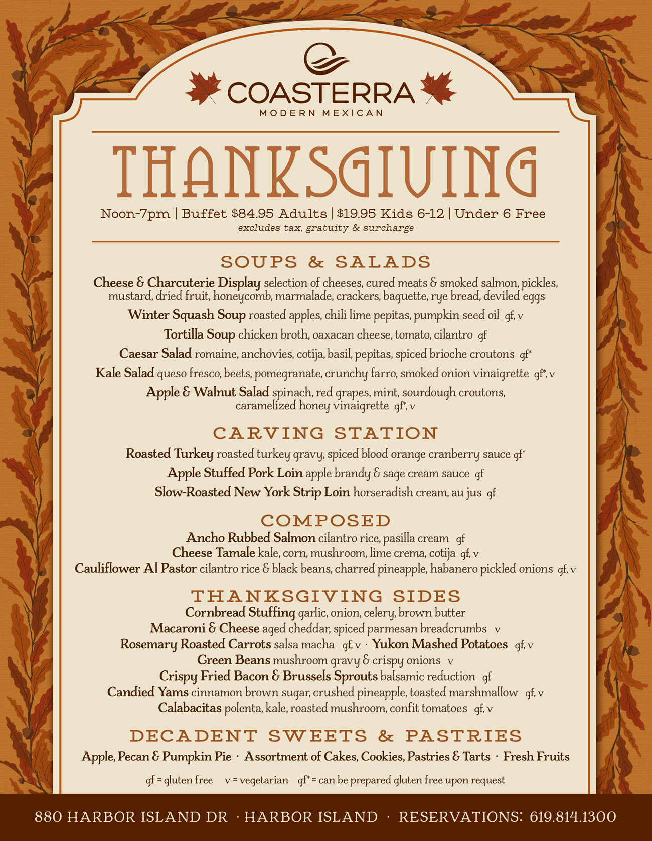 Coasterra Thanksgiving Buffet Coasterra